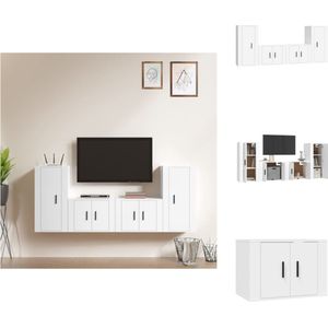 vidaXL TV-meubelset - Klassiek design - Wandgemonteerd - Hoge kwaliteit - Wit - 4 stuks (57x34.5x40cm - 40x34.5x80cm) - Kast