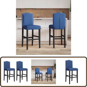 vidaXL Barstoelen 2 st massief rubberhout & stof Barstooi - Barkruk - Eetkamerstoel - Keukenstoel - Woonkamerstoel
