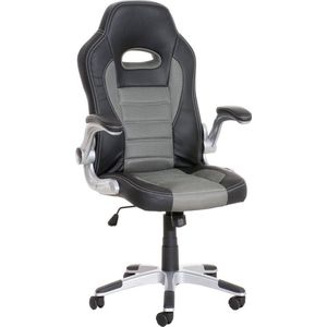 Bureaustoel - Game stoel - Modern - Armleuning - In hoogte verstelbaar - Kunstleer - Grijs/zwart - 60x66x128 cm