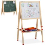 Relaxdays schoolbord kinderen - krijtbord & whiteboard - tekenbord - magneetbord - op ezel