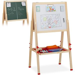 Relaxdays schoolbord kinderen - krijtbord & whiteboard - tekenbord - magneetbord - op ezel