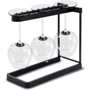 Aanrecht Wijnglazenrek - 3 Stemware Opslag & Houder - Tafelblad Vrijstaande Organizer Drogen - Thuis Keuken Dineren Bar (zwart) met Snelle Levering Sink organizer