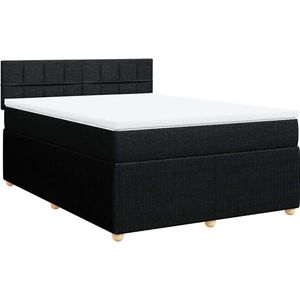 vidaXL - Boxspring - met - matras - stof - zwart - 160x200 - cm