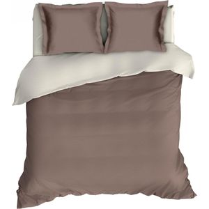 Warme Flanel Dekbedovertrek Uni Taupe/Ecru | 240x200/220 | Heerlijk Zacht En Soepel | Ideaal Tegen De Kou