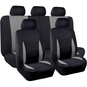 Universele autostoelhoezen - compatibel met airbag - volledige set - zwart en grijs - platte stof