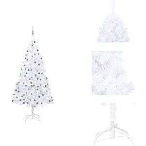 vidaXL Kunstkerstboom - Wit - 210 cm - Met LED-verlichting - Decoratieve kerstboom