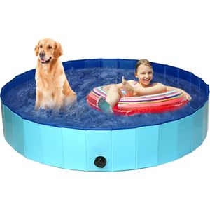 Hondenbad - Hondenzwembad - huisdierzwembad - opvouwbaar hondenzwembad - voor honden en kinderen - badkuip - hondenzwembad, 160x30 cm, van PVC -blauw