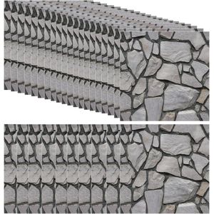 Zelfklevende 3D Muurpanelen met Steenlook, Waterdichte PVC Behangpanelen - 30 Stuks, Grijs
