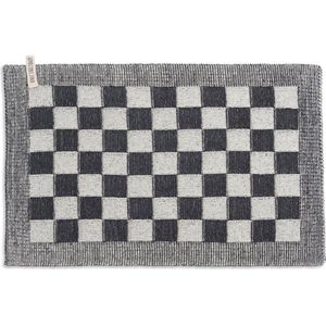 Knit Factory Gebreide Placemat - Onderlegger Block - Eetmat - Ecru/Antraciet - 50x30 cm