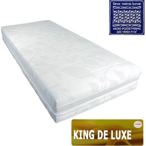 Slaaploods.nl King de Luxe - Micro Pocketvering Matras - Latex Afdeklaag - 140x200x25 cm - Hard