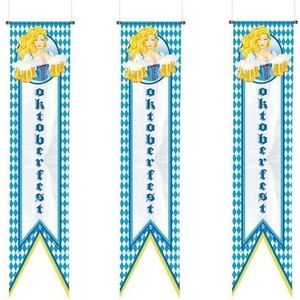 Oktoberfest 3x Oktoberfest vlaggen banners/wimpels 180 cm - Bierfeest/beieren versiering - Wand/muur/deur decoratie