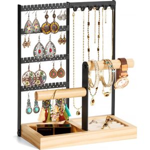 YONO Sieradenhouder - Sieradenrekje - Organizer voor Oorbellen - Kettingen - Armbanden - Opbergen - Houder - Zwart