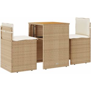 vidaXL Bistroset 3-delig - Poly Rattan - Beige Bistro Set - Tuinmeubel - Buis Meubel - Terrasset - Outdoor Furniture