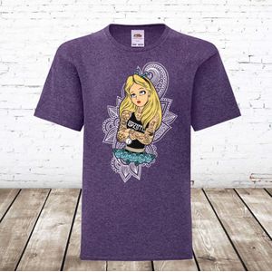 Stoer paars meiden shirt Alice -Fruit of the Loom-146/152-t-shirts meisjes