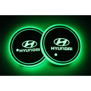 Coole Lichtgevende LED Onderzetters - Bekerhouders - Sfeerverlichting - LED Licht - Interieur Verlichting - 7 Verschillende Kleuren LED - Opladen via USB – Hyundai