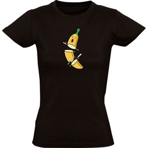 Gesneden banaan Dames T-shirt - eten - fruit - game - ninja - gezond - voeding - man - verjaardag - humor - grappig