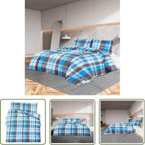 The Living Store Dekbedovertrekset 260x220 cm katoen blauw en grijs - Dekbedovertrek - Katoenen Dekbedovertrek - Tweepersoons Dekbedovertrek - Blauwe Dekbedovertrek - Grijze Dekbedovertrek