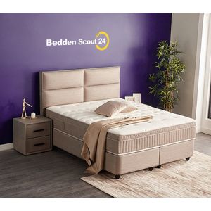 Boxspring bed met opbergruimte - 180x200 cm - Beige - Opbergbed - Senna