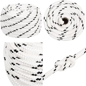 vidaXL Boottouw gevlochten 18 mmx25 m polyester wit - Boottouw - Boottouwen - Gevlochten Touw - Spoel Touw