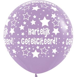 Ballon 90cm (36"") - Hartelijk Gefeliciteerd - Lilac