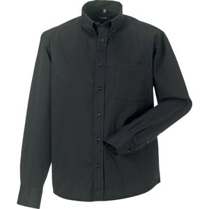 Russell Collectie Heren Lange Mouw Klassiek Twill Shirt (Zwart)