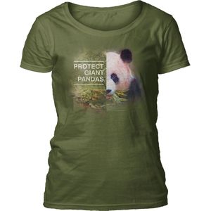 Ladies T-shirt Protect Giant Panda Green S
