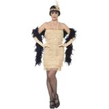 Smiffy's - Jaren 20 Danseressen Kostuum - Charleston Cocktail Queen Kort - Vrouw - Goud - Large - Carnavalskleding - Verkleedkleding