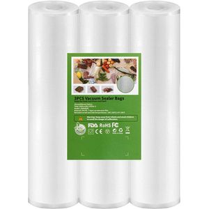 Vacuumrollen 3 Stuks - 20x500 cm - Vacuumzakken voor Voedsel - BPA-vrij - Geschikt voor Diepvries, Magnetron en Sous Vide Koken - Vacuumfolie Rollen