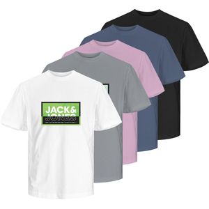 JACK&JONES JCOLOGAN SUMMER PRINT TEE CREW 5PK MP Heren T-shirt - Maat S