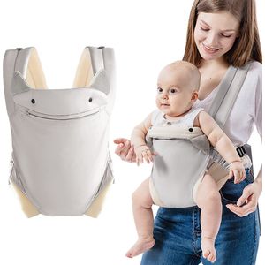 Bastix - 4-in-1 babydrager voor pasgeborenen vanaf de geboorte, ergonomisch, ademend, lichte babydraagdoek voor zuigelingen en peuters van 4-15 kg, grijs