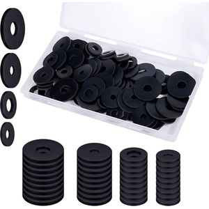 100st Platte Rubberen Ringen Assortiment 18/20/25/30mm - Rubber Flat Washers - Zwarte Rubberen Dichtingsringen - Huishoudelijke Apparaten, Kranen, Schroeven, Bouten .