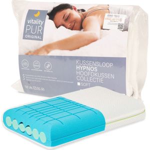 Vitality Pur - Hypnos Neropur Visco Schuim Hoofdkussen - Soft -  Aanpasbaar Ergonomisch en Ondersteunend - Neroli Olie voor ontspanning - Tencel Tijk - Incl extra Aanpasbare Kern en Passende Kussensloop