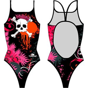 TURBO Flowers And Skulls Zwempak Dames - Black / Red - 4XL