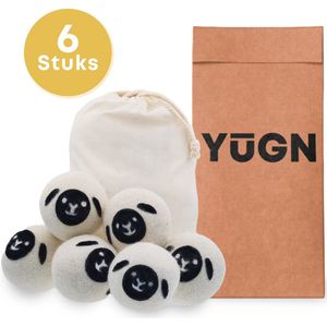 YUGN BLACK Set 6 Stuks Drogerballen Wol - Wasbol Droogballen Wasballen Droger Ballen Wasbollen Voor Wasdroger - Drogerballen Voor Wasdrogers - Dryer balls - Cadeautip