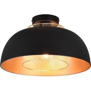 LED Plafondlamp - Plafondverlichting - Trion Palmo - E27 Fitting - Rond - Mat Zwart - Aluminium
