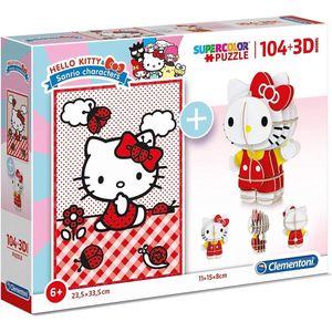 Clementoni Legpuzzel Met 3d-model Hello Kitty Junior 104 Stukjes