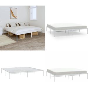 vidaXL Bedframe metaal wit 200x200 cm - Bedframe - Bedframes - Tweepersoonsbed - Bed