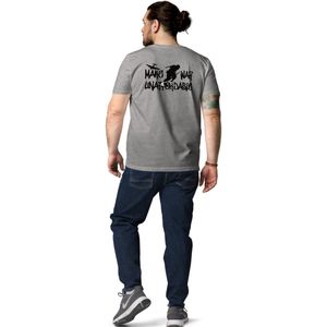 Bitcoin T-shirt - Make War Unaffordable - Rug Print - Unisex - 100% Biologisch Katoen - Kleur Grijs - Maat 2XL | Bitcoin cadeau| Crypto cadeau| Bitcoin T-shirt| Crypto T-shirt| Crypto Shirt| Bitcoin Shirt| Bitcoin Merch| Crypto Merch| Bitcoin Kleding
