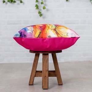 Veeva Outdoor Sierkussen met Vulling, 45cm, Roze Olieverfschilderij, Set 4 Stuks, Binnen/Buiten