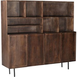 Livingfurn - Kabinetkast Elan 180cm - Mangohout / Gecoat Staal
