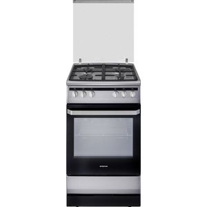 Inventum VFG5020GRVS - Vrijstaand gasfornuis - Elektrische oven - 4 kookzones - 50 cm - 62 liter - RVS/Zwart