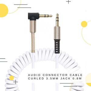 GoodvibeZ CurlZ | Wit | Stereo Audio Jack KabelS 3.5 mm - AUX Kabel Gold Plated - Male to Male - Zwart - 0,8 meter | Mobiel / Stereo / MP3 Speler / TV /