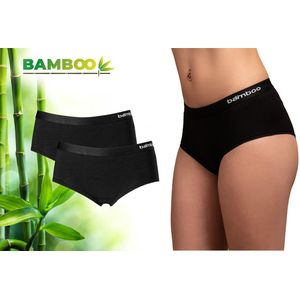 Bamboo - Ondergoed Dames - Hipster - Bamboe - 2 Stuks - Zwart - M - Lingerie - Boxershort Dames - Onderbroeken Dames - Dames Slips - Dames Ondergoed