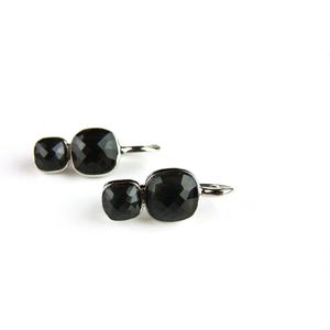 Zilveren oorringen oorbellen dubbele steen pomellato zwart