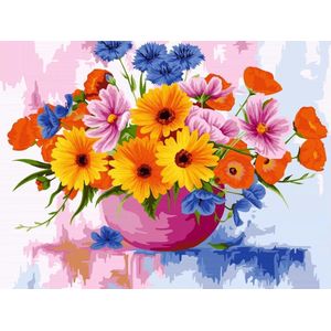 SCHILDEREN OP NUMMER voor volwassenen - WIZARDI -  Field FLowers 40x50 cm