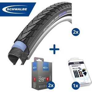 Fietsband - Schwalbe - Buiten- & binnenbanden (2x2 stuks) - Marathon Plus & SV16 - 28 inch x 1.10 - 1.25 - 40 mm - Met plaksetje