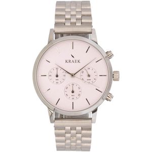 KRAEK Dacy Zilver Roze 38 mm | Dames Horloge | Stalen horlogebandje | Schakelbandje | Minimaal Design | Elvira collectie