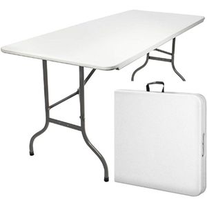 Klaptafel – Campingtafel – Tuintafel – Buitentafel – Buffertafel – Weerbestendig – Opvouwbaar – 180x70x74Cm – Wit