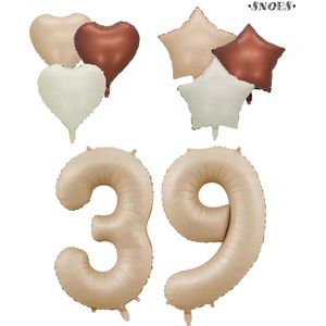 Snoes XXL Cijfer ballon 39 – Nude Kleur Satijn Caramel Nummerballon