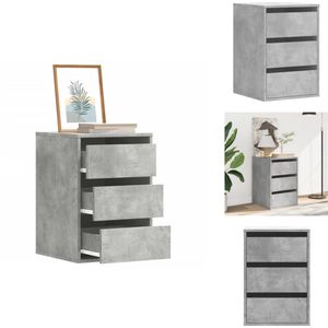 vidaXL Ladekast - Ladekasten - Opbergkast - Archiefkast - Ladekast 40x41x58 cm bewerkt hout betongrijs